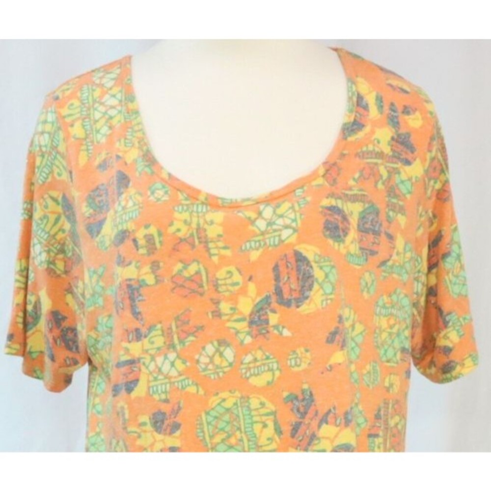 Lula Roe T- Shirt Blouse Top Shirt Size 2XL Orange Easter Eggish Design